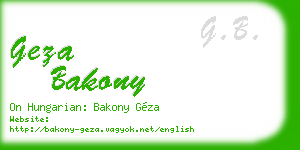 geza bakony business card