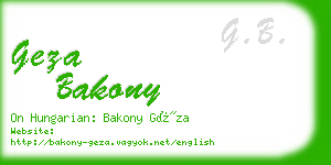 geza bakony business card